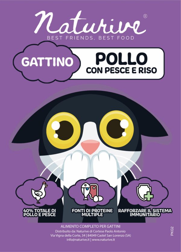 Pollo con pesce e riso - gattino