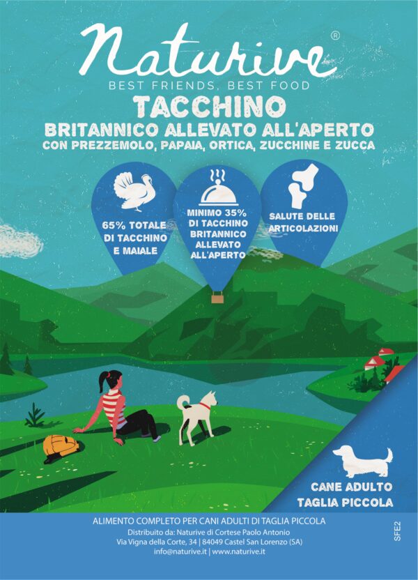 Tacchino Britannico con prezzemolo, papaia, ortica, zucchine e zucche_ Cane adulto piccola taglia